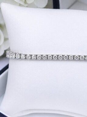 7" Tennis Bracelet 6CT Round Brilliant Cut VVS1 Diamond Solid 14K White Gold